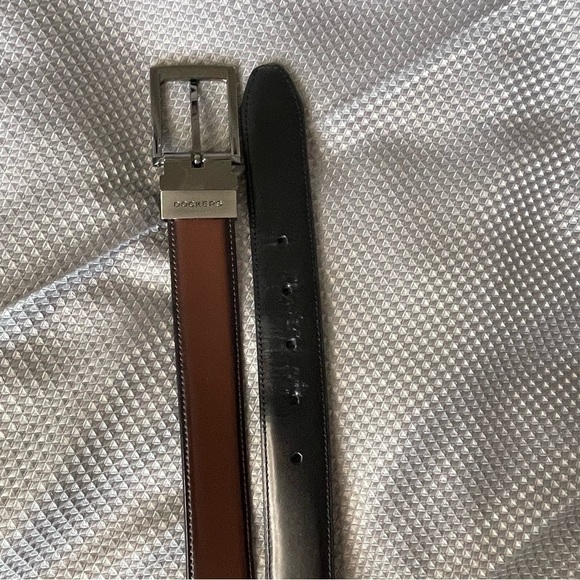 DOCKERS Men’s Brown Black Leather Reversible Double Sided Belt Size 38 95 - Picture 4 of 6
